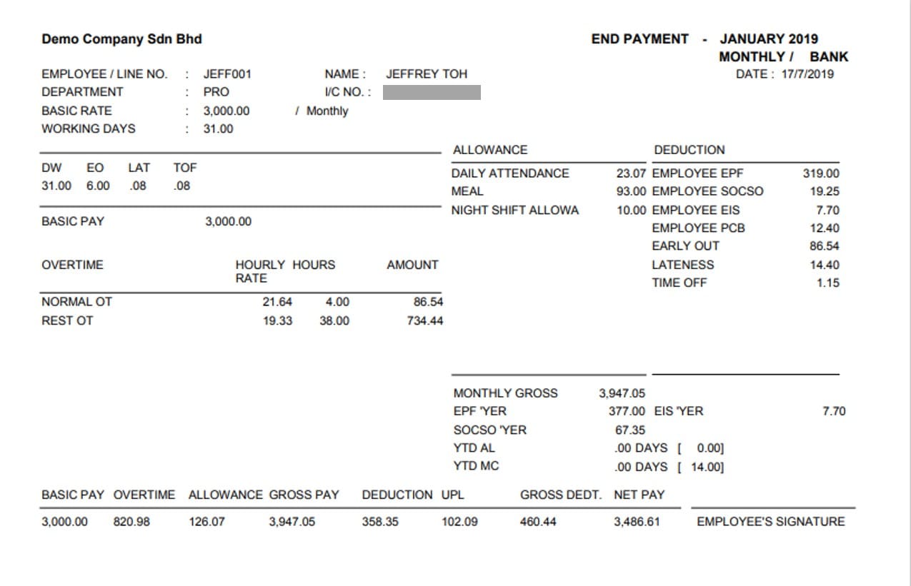 Payslip Template And Employee S Salary Slip In Malaysia   Payslip 7 