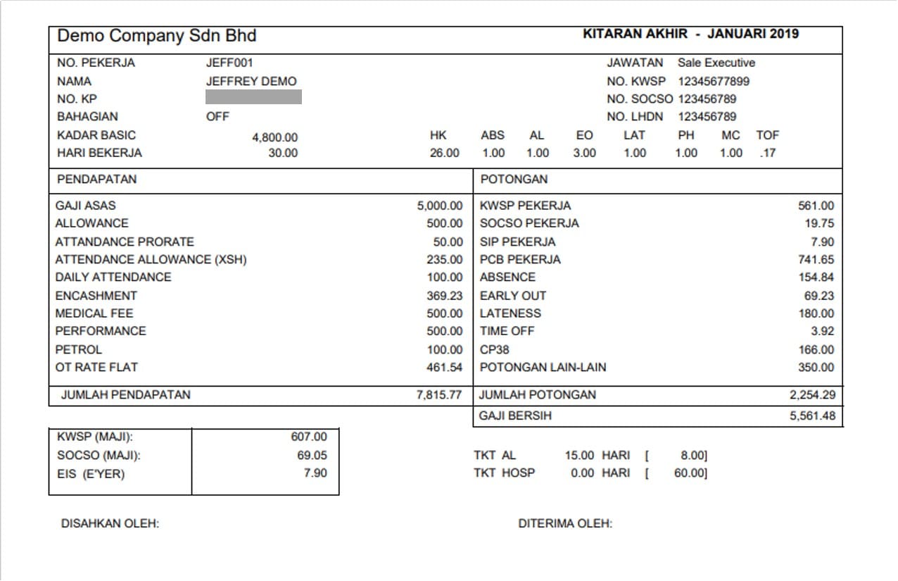 Payslip Template And Employee S Salary Slip In Malaysia   Payslip BM 